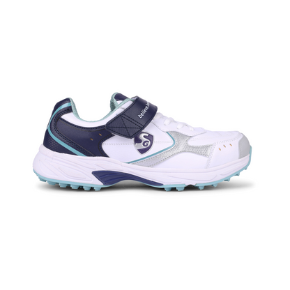SG ARMOUR STUD Cricket Shoes In White/Navy/Teal – Your Ultimate Cricket Companion