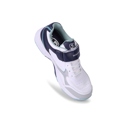SG ARMOUR SPIKE Cricket Shoes : Unlock Peak Performance With Biomechanically Engineered Design And Advanced Stability (WHITE/NAVY/TEAL)