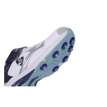 SG ARMOUR SPIKE Cricket Shoes : Unlock Peak Performance With Biomechanically Engineered Design And Advanced Stability (WHITE/NAVY/TEAL)
