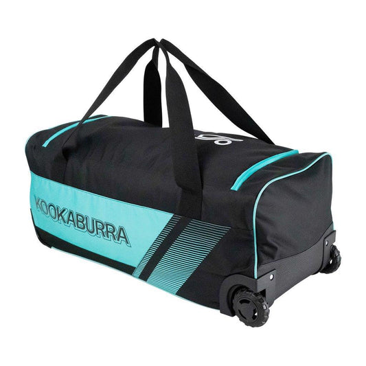 KOOKABURRA 9500 CRICKET WHEELIE BAG JUNIOR, BLACK/TEAL